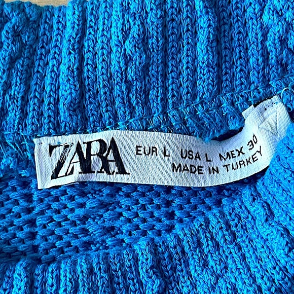 ZARA BLUE ONE SHOULDER CUT-OUT CROPPED TOP SZ LG EUC - Picture 5 of 5